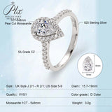 Pear Cut 1CT 925 Sterling Silver Half-Eternity Halo Moissanite Ring Women Only Gifts For Festivals And Anniversaries