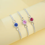 Lab Grown Ruby Sapphire Padparadscha Round Brilliant Cut Bracelet White Gold Fine Jewelry Wedding Gift