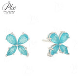 Stud Earring Necklace Jewelry Set Lab Paraiba Sapphire S925 Sterling Silver Marquise Pear are suitable for engagements