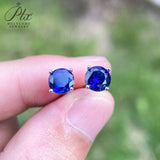 S925 Silver Lab Ruby Emerald Screw Earring 5.0mm Lab-Grown Gemstone Round Stone Fine Jewelry Gift Jewelry For Women Ear Jewel