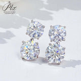 Earrings with 5.6/10CT D Color Round Moissanite 925 Silver Plated White Yellow Gold Ear Stud for Women Fashion Daily Jewely Gift
