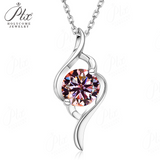 Women's 925 Sterling Silver Necklace 1.0ct D Color VVS1 Moissanite Halo Pendant Passes Diamond Tester Jewelry Gift