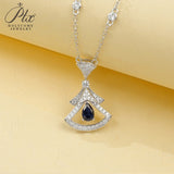 Lab-Grown Ruby and Sapphire Necklace with Pear-Cut 925 Sterling Silver Vibrant Pendants Stackable Exquisite Jewelry for Women