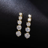 Moissanite Earrings Tassel Pendant Ear Stud Piercing  Ten Stones Round Shape 925 Sterling Silver Top Quality Wedding Jewelry