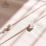 10K 14K 18K Yellow Gold Snake Chain Necklace 2CT Pear Cut Lab Diamond Pendant Necklace Custom Birthday Anniversary Gift