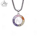 Zircon 925 Sterling Silver Rainbow Coloured Alphabet Necklace Commuting Daily Wear