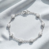 Moissanite Bracelet with 2.4CT D White/Black/Vivid Blue/Green Round Moissanite 925 Silver Plated Gold Women Man Party Gift Daily