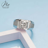 Sterling Silver Round Moissanite Ring for Men Only Gifts For Festivals And Anniversaries
