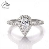 Pear Cut 1CT 925 Sterling Silver Half-Eternity Halo Moissanite Ring Women Only Gifts For Festivals And Anniversaries
