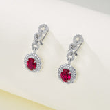 0.8-7CT Oval Cut Ruby/Sapphire/Colombian Emerald Earrings Lab-Grown Gemstone Jewelry Gift for Christmas Easter Hypoallergenic