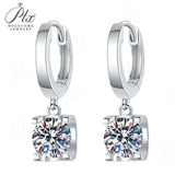 Hoop Bullhead Moissanite Earrings with 1-2CT D Color Round Moissanite S925 Silver Plated for Fishion Party Gift Hypoallergenic