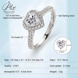 Heart Cut 1CT 925 Sterling Silver Halo Moissanite Ring Women Only Gifts For Festivals And Anniversaries