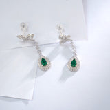 4X6mm Lab Grown Gemstone Earrings Ruby Sapphire Colombia S925 Butterfly Long Earring for Women Fashionable Christmas Party Daily