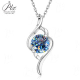 Women's 925 Sterling Silver Necklace 1.0ct D Color VVS1 Moissanite Halo Pendant Passes Diamond Tester Jewelry Gift
