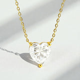 Love Heart Necklace with1/2/3CT D Color Moissanite S925 Plated White Yellow Rose Gold Chain for Woman Engagement Chrisrmas Charm