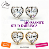 1‑4ct Moissanite Earrings Heart Cut D Color VVS1 925 Sterling Silver GRA Certified Hypoallergenic Non‑Fading Factory Direct Gift