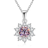 Moissanite Necklace Sunflower Pendant Multicolor Round Cut 1ct Women Wedding Party Engagement Special Gifts Charms Fine Jewelry