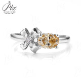 Bowknot Oval Cut Champagne Moissanite Solitaire Ring Women Only Gifts For Festivals And Anniversaries