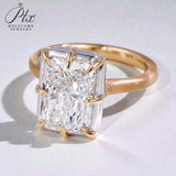 Radiant Cut Ring with 5CT D Color Moissanite Diamond 10k 14k 18K Gold Plated 925 Silver for Women Man Engagement Wedding Jewely