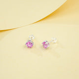 Round Colored Gemstones Earrings with Ruby Sapphire Colombia Padparadscha Paraiba S925 Four-claw Six-claw Design Fishion Gift