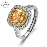 Cushion Cut Champagne Moissanite 2CT Adjustable Double Halo Half Eternity Adjustble Ring
