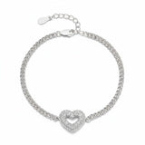 Heart Bracelet with 2mm Round Moissanite Diamond 925 Silver Plated White Yellow Gold Women's Daily Fishion Jewely Gift Favorite