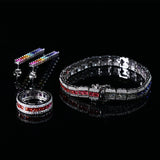 Lab Grown Gemstone Csutomized Jewelry Set Princess Cut All Including Ring Earring Bracelet Sparkling Jewelry Gifts For Women Men