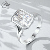 Radiant Cut Ring with 3CT D Color Moissanite Diamond 10k 14k 18K Gold Plated 925 Silver for Women Engagement Wedding Jewely