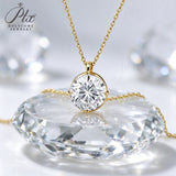 Lab Grown Diamond Necklace 18K Gold Pear Round Oval Princess Shape 1.5ct D Color Pendant Hypoallergenic Direct from Factory Daily & Office Wear Perfect Gift