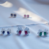 Moissanite Multi-diamond Colored Gemstone Earrings Emerald or Sugar Tower Design Ruby Sapphire Colombia Padparadscha Favorite