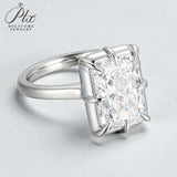 Radiant Cut Ring with 5CT D Color Moissanite Diamond 10k 14k 18K Gold Plated 925 Silver for Women Man Engagement Wedding Jewely