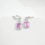 Emerald Cut 2.7-4CT Custom Earrings for Women Lab Grown Gemstones Ruby/Sapphire/Padparadscha Hypoallergenic Christmas Gift