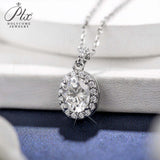 Oval Cut 1/2CT 925 Sterling Silver Halo Moissanite Pendant Necklace Women Only Gifts For Festivals And Anniversaries