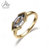 Engagement Ring Salt and Pepper Moissanite Diamond Pear Cut 925 Sterling Silver Plated with 18k Gold Wedding Jewelry Vintage