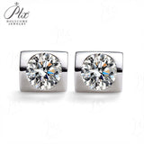 Round Moissanite Inset Heart Stud Earrings Women Only Gifts For Festivals And Anniversaries