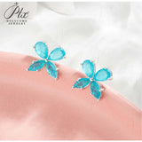 Stud Earring Necklace Jewelry Set Lab Paraiba Sapphire S925 Sterling Silver Marquise Pear are suitable for engagements