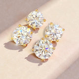 Earrings with 5.6/10CT D Color Round Moissanite 925 Silver Plated White Yellow Gold Ear Stud for Women Fashion Daily Jewely Gift