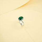 Egg-shaped Ring with Lab Grown Ruby Sapphire Zambian Padparadscha 925 Silver Circle for Engagement Christmas Party Fine Jewely