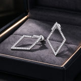 Moissanite Rhombus Stud Earrings For Women D Color VVS1 GRA Certificate 925 Sterling Silver Diamond Earring Bridal Wedding Party Trendy Fine Jewelry Gift