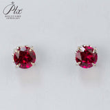 Round Colored Gemstones Earrings with Ruby Sapphire Colombia Padparadscha Paraiba S925 Four-claw Six-claw Design Fishion Gift