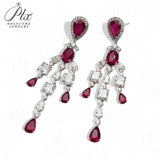 925 Sterling Silver Earrings Pear Cut Lab Grown Ruby Moissanite Earrings Unique Fine Jewelry For Women Men Party Gifts Charms