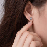 Snowflake - 925 Sterling Silver 1CT Round Moissanite Stud Earrings Women Only Gifts For Festivals And Anniversaries