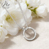 Circle Pendant Necklace 2CT D Color/Black/Champagne/Vivid Blue Round Moissanite S925 Plated Chain Perfect for Daily Party