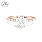 Heart Moissanite Ring with 3CT D Color Moissanite S925 10k 14k 18k Plated White Yellow Rose Gold Wedding Engagement Charm Jewely