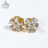 Flower-Shaped Earring Jewelry with Moissanite/Sapphire/Ruby 925 Sterling Silver Plated Screwback Earrings for Women
