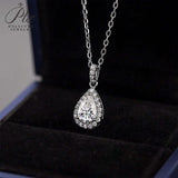 Pear Shape Halo Moissanite Pendant Necklace Women Only Gifts For Festivals And Anniversaries