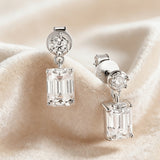 Moissanite Round Cut+Emerald Cut D White Earrings White Gold Yellow Gold Designer Studs Fine Jewelry Anniversary Wedding Gift