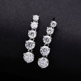 Moissanite Earrings Tassel Pendant Ear Stud Piercing  Ten Stones Round Shape 925 Sterling Silver Top Quality Wedding Jewelry
