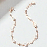 Elegant Moissanite Teardrop Bracelet Pear Shape Gem Beaded Chain Chic Women’s Everyday Jewelry Delicate Shine Fashion Gift