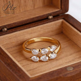 1.8CT Moissanite Pear Cut Minimalist Open Ring White Gold Yellow Gold Rose Gold Radiant Light Women Fine Jewelry